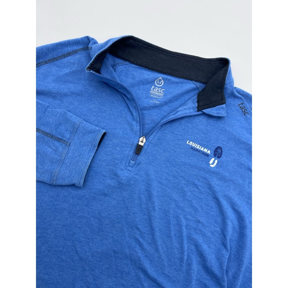 Tasc Tech Shirt‎ Mens L 1/4 Zip Pullover Blue Mosotech Performance Long Sleeve